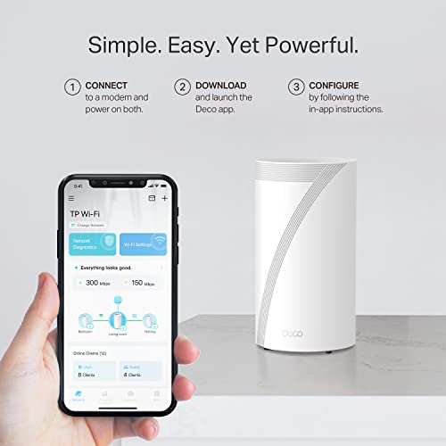 TP-Link 𝐃𝐞𝐜𝐨 BE85 Tri-Band WiFi 7 BE22000 Whole Home Mesh System - 12-Stream 22 Gbps, 2x 10G + 2x 2.5G Ports Wired Backhaul, 8x High-Gain Antennas, VPN, AI-Roaming, 4x4 MU-MIMO, HomeShield(3-Pack)