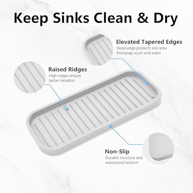 Silicone Sponge Holder Kitchen Sink Organizer Tray Dish Caddy Soap Dispenser, Scrubber Spoon Holder,Dishwashing Accessories 2 Pack (White)