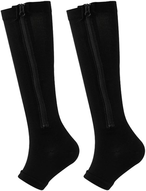 INOGIH Medical Compression Socks with Zipper, Knee High 15-20 mmHg Compression Socks for Women Men, Open Toe Support Socks for Varicose Veins - Image 7