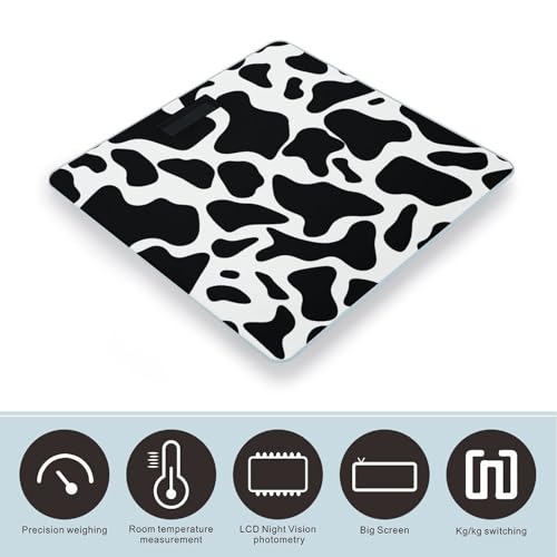 Báscula digital para baño con diseño Cow Spot y plataforma 10.2in miniatura 3