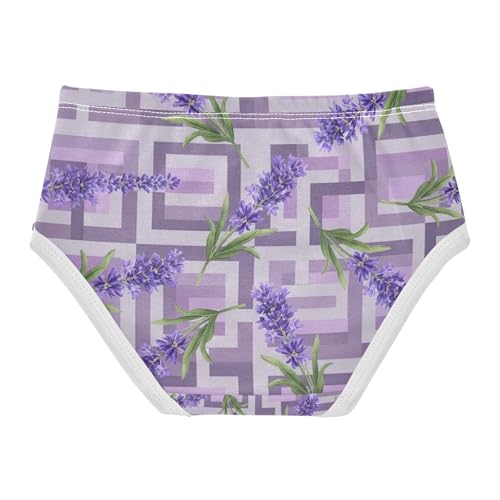 Toddler Panties, Lavender Flowers Cotton Underwear Girls, 2–8 Years2