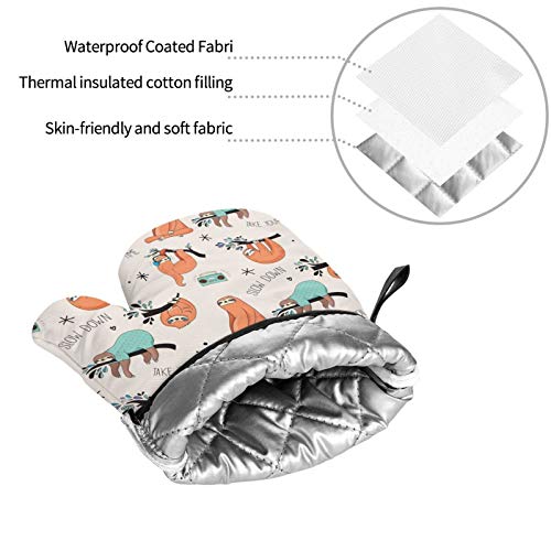 Msguide Sloth Oven Mitts And Pot Holders Sets, Heat Resistant 4 Pcs For Safe Bbq Cooking Baking Grilling #TOP6
