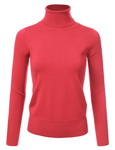 Image of Stretch Soft Knit Sweater Turtle Neck Long Sleeve Casual Lightweight Pullover Sweater for Womens with Plus Size