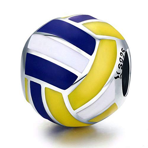 RU-X Charm Originali in Argento Sterling 925 Compatibile con Bracciale Donna,Ciondoli Originale Pallavolo