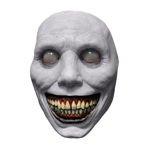 Pomurom Masque effrayant - Masque de démon souriant d'Halloween doux et respirant,Halloween Creepy pour Horror Ghost Devil Zombie Cosplay Costume Party Props