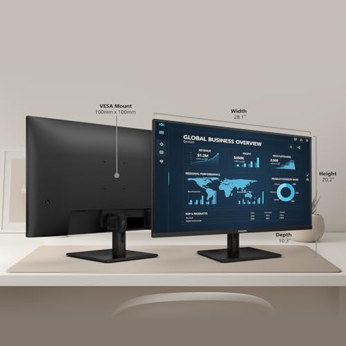 Image of Philips 32E1N1100L 32 inch' Frameless Monitor, FHD 1920 x 1080, VA Panel, Adaptive-Sync 100Hz, VESA, 4Yr Advance Replacement Warranty, Black