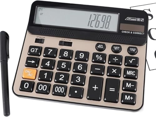Calculadora con boton grande sensible y alimentacion dual para oficina