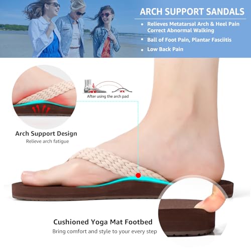 Image of STQ Women Quick Dry Flip Flops with Yoga Mat Sole Arch Support Thong Sandal | Instant Comfort Flip Flops With Padded Straps, Yoga Mat Cushioning, Non Slip Tpr Sole, Durable Design For Everyday Wear