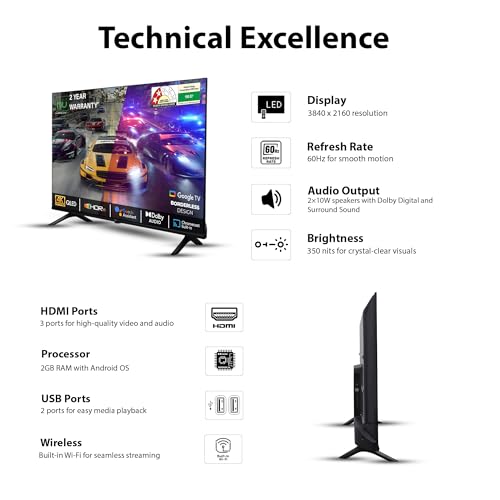 Image of NU 139 cm (55 Inches) New 2025 Borderless Series 4K QLED Smart Google TV LED55QUGNX