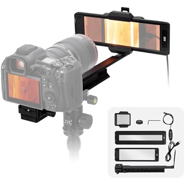 JJC Adapter do digitalizacji folii z regulowanym prętem i zestawem świateł LED konwertuj folię ujemną 35 mm i przesuń na cyfrowy JPEG 35 mm negatywny adapter do kopiowania do obiektywów makro Canon