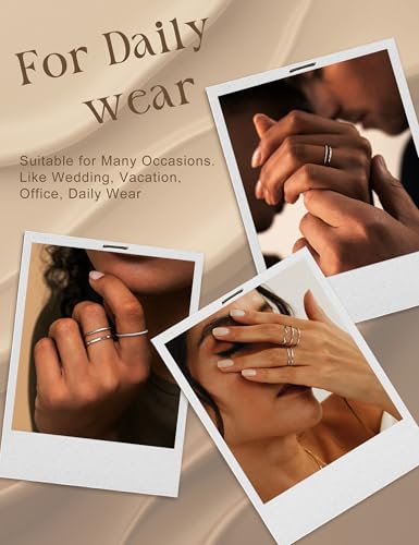 THUNARAZ 8Pcs 1mm Stainless Steel Rings for Women Men Fashion Plain Band Knuckle Stacking Midi Thumb Dainty Thin Rings Set Size 5-10 Silver Gold Tone - Image 5