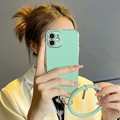 Coque silicone iPhone 7/8 vert pastel à bracelet de poignet rond