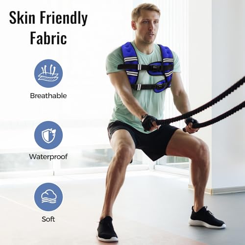 Image of Zeerun Weighted Vest, 6lb /8lb /10lb /12lb /15lb /18lb /20lb /24lb /30lb for Men Women, Reflective Stripe Adjustable Buckle, Comfortable Durable Rucking Vest for Walking Running Strength Training