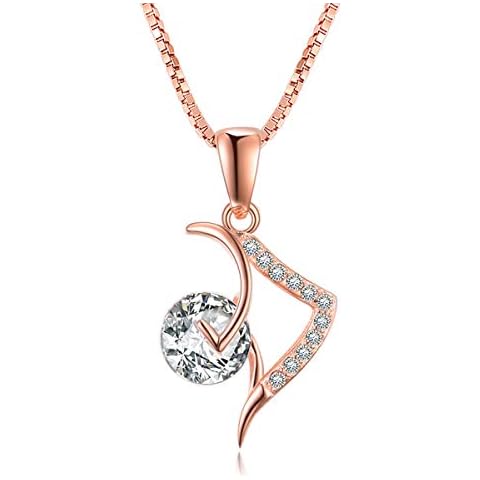 SUMERBOX Sterling Silver Cubic Zirconia Fish Rose Gold Plated Pendant Necklace 18" Chain Cover