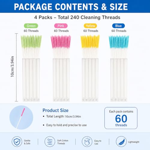 Image of 240-Piece Piercing Cleaner Floss Set, 4 Colors Ear Piercing Floss