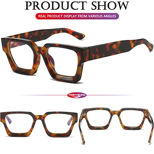 Image of AIEYEZO Square Thick Frame Glasses for Women Men Fashion Blue Light Glasses Trendy Chic Computer Eyeglasses
