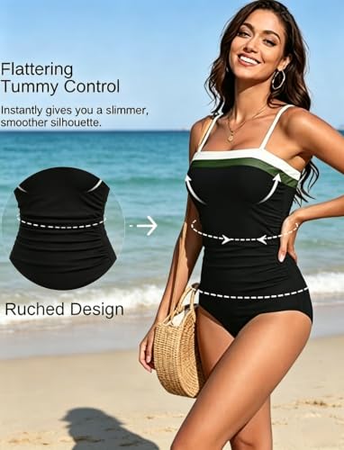 Image of Daci Womens Strapless Tankini Swimsuits- 2 Piece Tummy Control Tankini Swimsuit Bandeau Tankini Tops with Bottoms