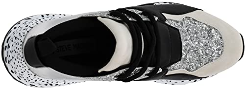 Steve Madden Steve Madden Women's Cliff Sneaker, Silver Glitter, 7.5 M US