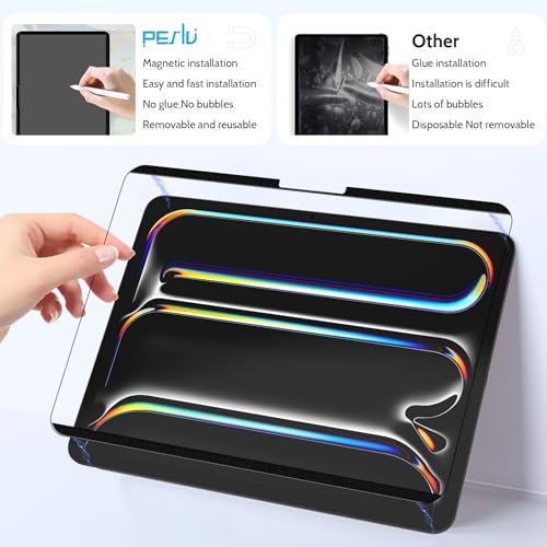 Image of Peslv 2 Pack Magnetic Paperfilm for iPad Pro 13 Inch 7th (2024, M4), Feel Like Writing Drawing On Paper, Matte Removable Anti Glare Fingerprint Screen Protector Blue Light Filter