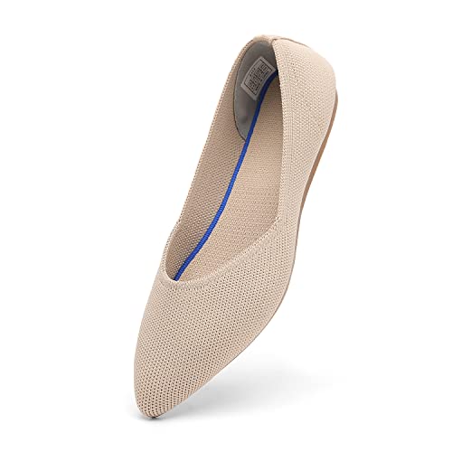 KBZone Women's Knit Ballet Flats Fashion Pointed Toe Walking Shoes Casual Slip-on Ballet Shoes