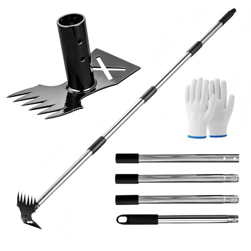 Extracteur de Mauvaises Herbes avec Long Manche de 160 cm, Outil D'arrache-mauvaises Herbes, Outil de Désherbage, Outils de Jardinage Manuel 2 en 1, pour jardin, pelouse, terrasse, espaces verts
