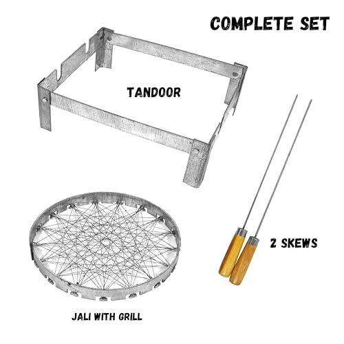 Image of Small Barbeque Grill Stand For Gas Stove | Barbeque Grill Set For Home | Foldable Chota Tandoor with 2 Skewers & 1 Gas Grill | Free Standing