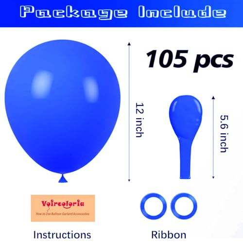 Image of Voircoloria 105pcs Blue Balloons 12inch Party Latex Balloons for Boys Girls Birthday Baby Shower Gender Reveal Wedding Sunflower Party Decorations