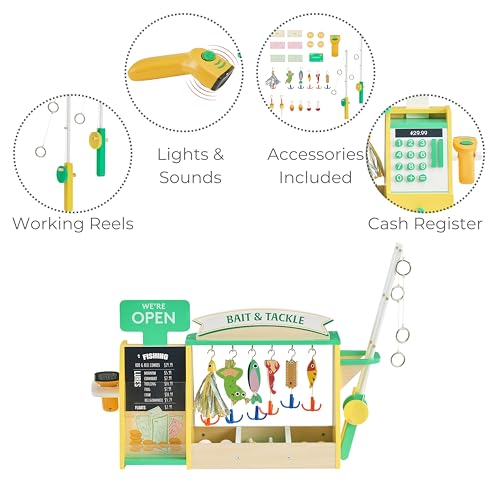Image of Teamson Kids - My Little Helper Fishing Shop | Wooden Role Play Counter, For Toddlers, Includes Fish & Accessories, STEM Gift, Ages 3+