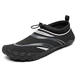 Mishansha Unisex Badeschuhe Barfuß Aquaschuhe Herren Wasserschuhe Damen Schnelltrocken Atmungsaktiv Schwarz C Gr.44
