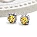 Tobestu Cubic Zirconia Earrings Studs, Yellow CZ Crystal Stud Earrings Silver Color Square Halo Stud Earrings Set for Women Y4139 (Yellow)