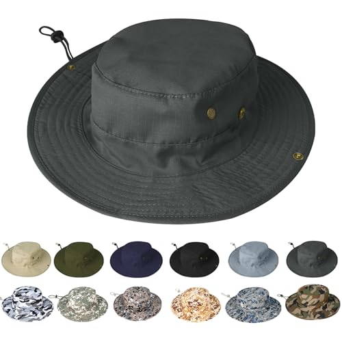 Image of Sun Hats for Men Women Boonie Hat Foldable Fishing Hat UPF 50+ Bucket Hat for Fishing Hiking Garden Safari Beach