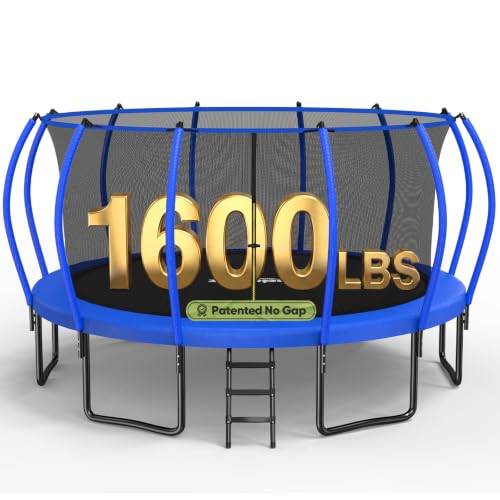 Zupapa 1800LBS Capacity No-Gap Design 16 15 14FT Trampoline with Safety Enclosure Net and Non-Slip Ladder 10-Year Quality Assurance Perfect for Outdoor Backyard Fun - image 1