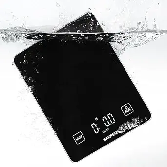 Waterproof Food Scale, 22lb Kitchen Scale, IP67, Rechargeable, Black
