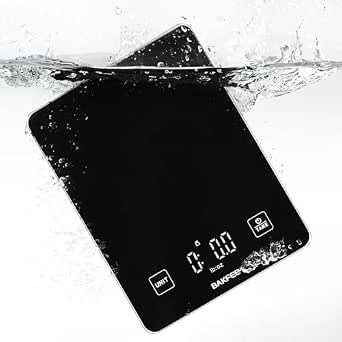 Waterproof Food Scale, 22lb Kitchen Scale, IP67, Rechargeable, Black