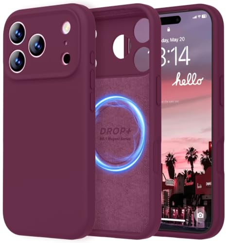 Image of LOVE 3000 Designed for iPhone 17 Pro Max Case, Premium Silicone [Compatible with Magsafe][Soft Anti-Scratch Microfiber Lining] Shockproof Protective Phone Case for Men Women 6.9 inch, WineRed