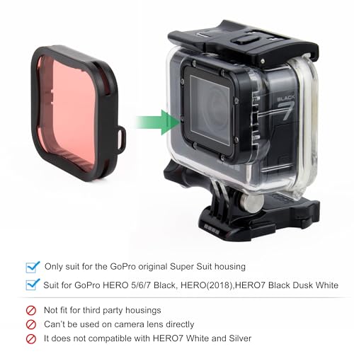 Image of GEPULY 3-Pack Dive Filter (Red, Light Red, Magenta) for GoPro Hero 5 6 7 Black Hero(2018) Super Suit Housing - Color Correction in Scuba Diving, Snorkeling and Underwater Photos and Videos