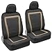 BDK Advanced Performance Car Seat Covers - Instant Install Sideless Front Seat Protector Pair - Modern Honeycomb Accent (Black/Beige)