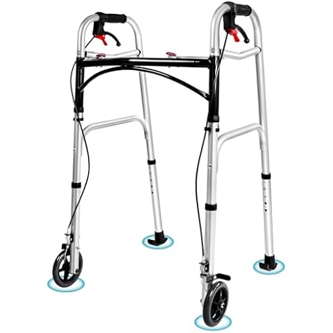 Eosprim Folding Rolling Walker with Brakes, Walker for Seniors Foldable, Lightweight Front Wheel Walker for Adults Elderly Handicap, Narrow Walkers for Small Spaces 350lbs with Seat Upright (Silver) Cover