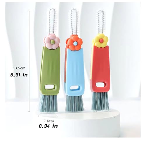 Image of Multi-Functional Crevice Cleaning Brush Set, 3 Pieces, for Cups, Bottles, Water Bottles, Greener