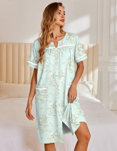 Image of Ekouaer Nightgowns for Women House Dress with Pockets Snap Front House Coat