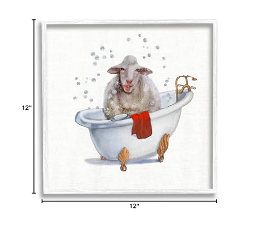 Image of 'Shaggy Sheep in Bubble Bath Playful Farm'| Framed Giclee Art | Stupell Industries | White, 12 x 12 Inches, Easy to Hang and Sturdy, Made in USA, by Donna Brooks