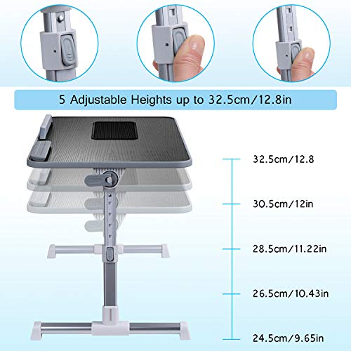 Laptop Desk for Bed with Cooling Fan, Boxeroo 20.5”x11.8” Adjustable Notebook Bed Stand, Portable Standing Table with Foldable Legs, Foldable Lap BookTable for Sofa Couch Floor, Trays for Eating - Thumbnail 5