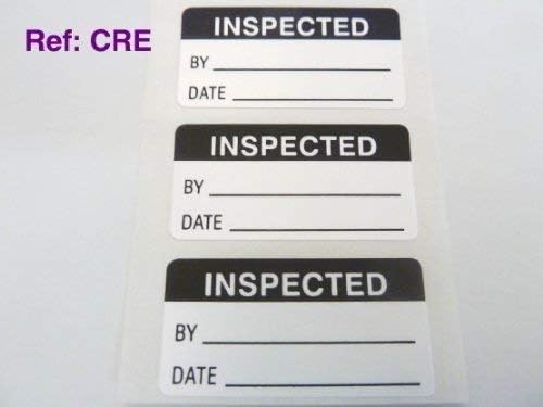 500 Inspected Labels , Tamper Evident Labels , 40x20mm Rectangle , Black on White , Stickers break up on attempted removal
