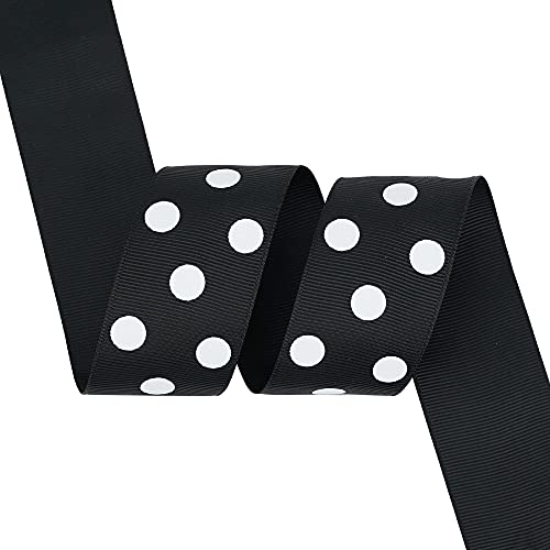 Meedee Black And White Polka Dot Ribbon Grosgrain Ribbon For Gift Wrapping 1-1/2 Inch X 6 Yards Baby Ribbon For Crafts Baby Shower Gifts Wrapping Wreaths Bouquet Party Home Decoration #TOP4