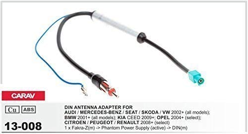 CARAV 13-008 AUTORRADIO FAKRA DIN adaptador de antena para Audi Seat Skoda VW - MERCEDES BMW OPEL
