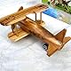 TOPPERFUN Flugspielzeug Vintage Flugzeugmodell, 18cm großes Flugzeugmodell aus Holz, handgefertigtes Segelflugzeugmodell, Doppeldecker Segelflugzeug Dekoration, Schreibtisch Büro Heimdekor