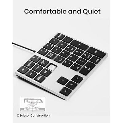 Kisnt KN300 Wired USB-C Number Pad for Laptop, 34-Key Type-C Numeric Keypad, Portable 10 Key USB Keypad for MacBook, Tablets, Mac, iOS, Android, Windows PC