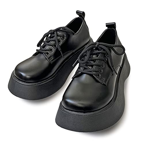 Mujer Zapatos Oxford con Cordones De Charol Plataforma De Suela Gruesa Vestido De Uniforme Kawaii Lolita Zapatos Cómodos para Caminar con Punta Redonda Cover