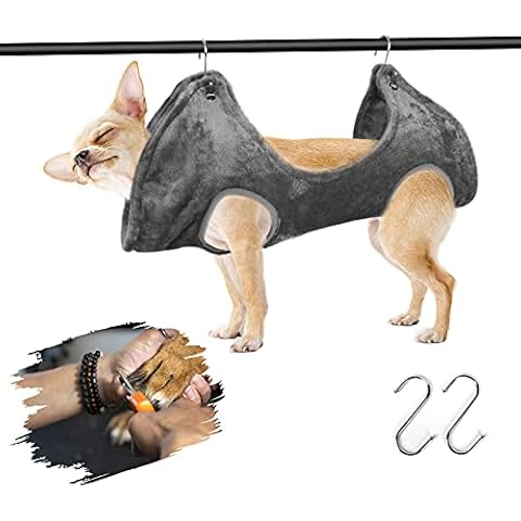 GINDOOR Dog Grooming Sling Hammock Pet Grooming Harness for Cats & Dogs,Restraint Bag Dog Grooming Helper for Grooming Trimming Nail Bathing Washing Eye Care M Cover