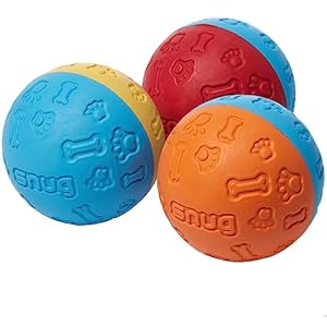 Snug Rubber Dog Balls for Small and Medium Dogs – Tennis Ball Size – Virtually Indestructible (3 Pack – Original)